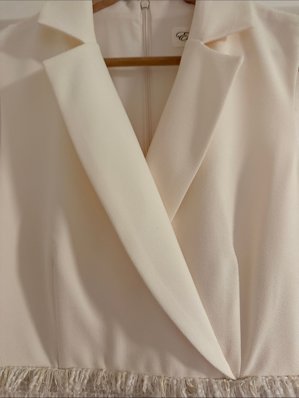 Eliza J Cream Sleeveless Tweed-Trim Sheath Dress - Picture 6 of 6